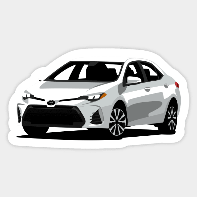 White Toyota Corolla Sticker by TheArchitectsGarage